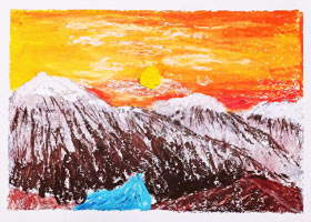 雪山写生-主题绘画班-2021年10月23日◆秋季班◆新起点画苑-学生作品