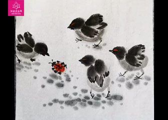 小鸡的画法-国画-新起点画苑