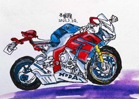 摩托车-主题绘画班-2023年3月24日★春季班★新起点画苑-学生作品