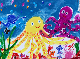 章鱼-儿童画启智班-2018年8月1日 ★暑假班★ 学生作品-新起点画苑